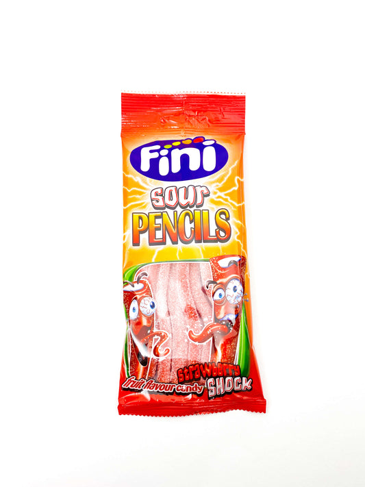 Frontansicht der Fini Sour Strawberry Pencils Halal