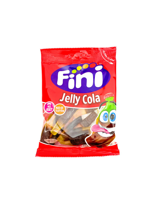 Frontansicht der Halal Fini Jelly Colaflaschen